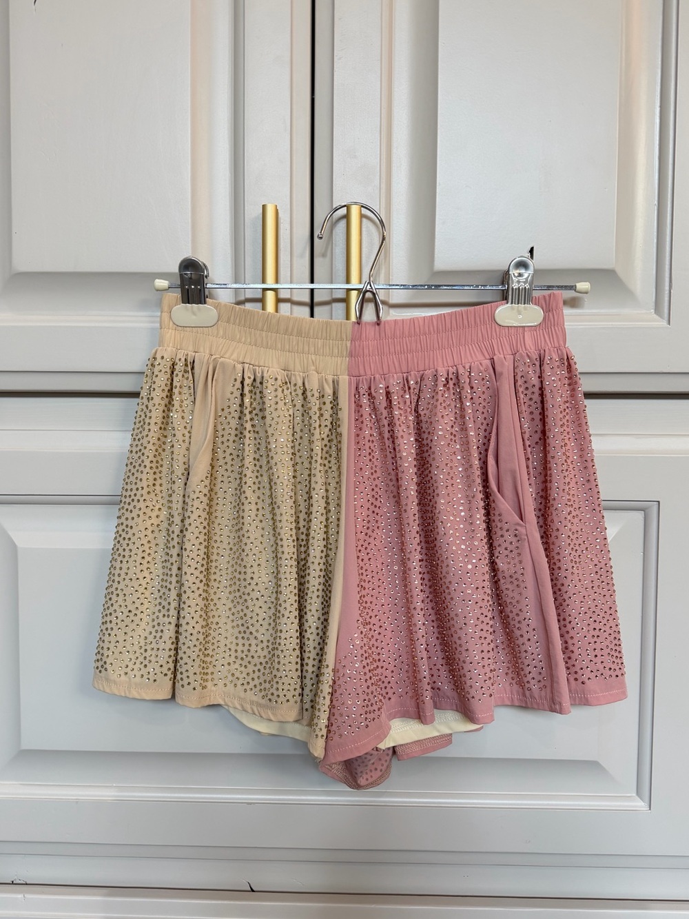 QUEEN OF SPARKLES Sequin Shorts - Pink & Cream